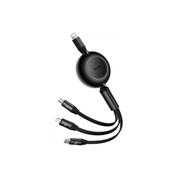 CABO USB-C (M) P/ USB-C/M/L 1.1M 3-IN-1 100W RETRATIL BASEUS