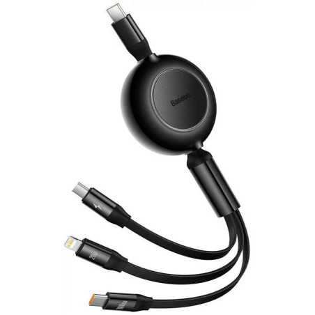 CABO USB-C (M) P/ USB-C/M/L 1.1M 3-IN-1 100W RETRATIL BASEUS