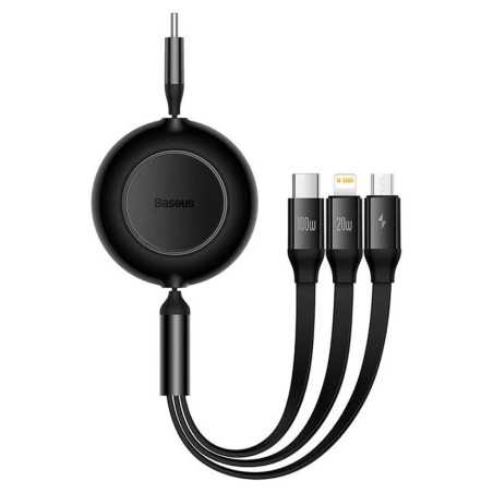 CABO USB-C (M) P/ USB-C/M/L 1.1M 3-IN-1 100W RETRATIL BASEUS