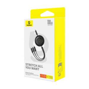 CABO USB-C (M) P/ USB-C/M/L 1.1M 3-IN-1 100W RETRATIL BASEUS