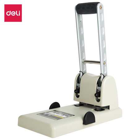 MÁQUINA PERFURADORA DE DOIS FUROS DELI E0130 PARA SERVICO PESADO (BRANCO CINZA) 6P/CAIXA