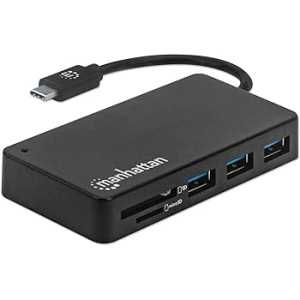 HUB USB-C (3.0) 3xUSB-A máx5 Gbps + LEITOR SD/MicroSD MANHATTAN