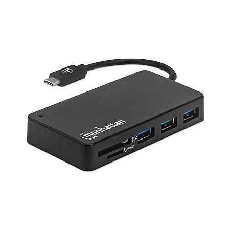 HUB USB-C (3.0) 3xUSB-A máx5 Gbps + LEITOR SD/MicroSD MANHATTAN