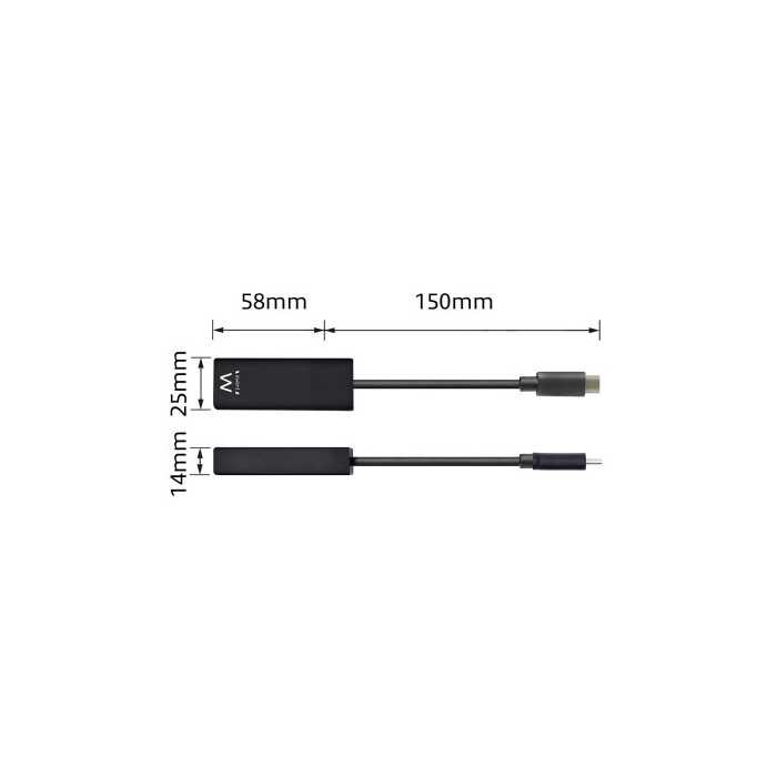 ADAPTADOR EWENT USB-C PARA RJ45 GIGABIT PRETO