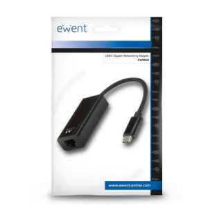 ADAPTADOR EWENT USB-C PARA RJ45 GIGABIT PRETO